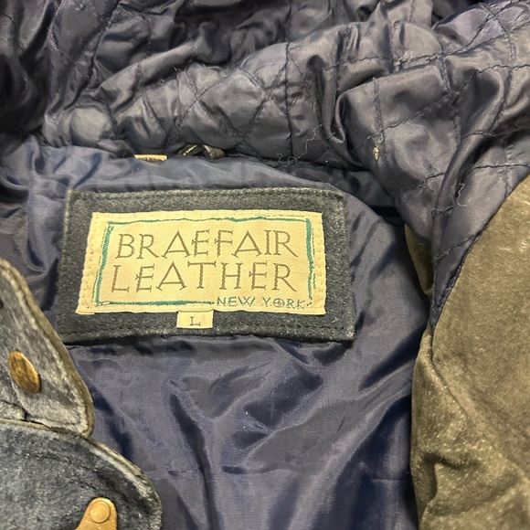 Rare VTG Braefair Leather New York Blue Hooded Jacket with Toggle Closures - Picture 8 of 9
